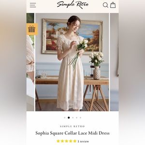 Simple Retro Lace Midi Dress